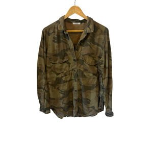 DEX Cameo Print Top Women’s Large Button Up Casual Long Sleeve Shirt L